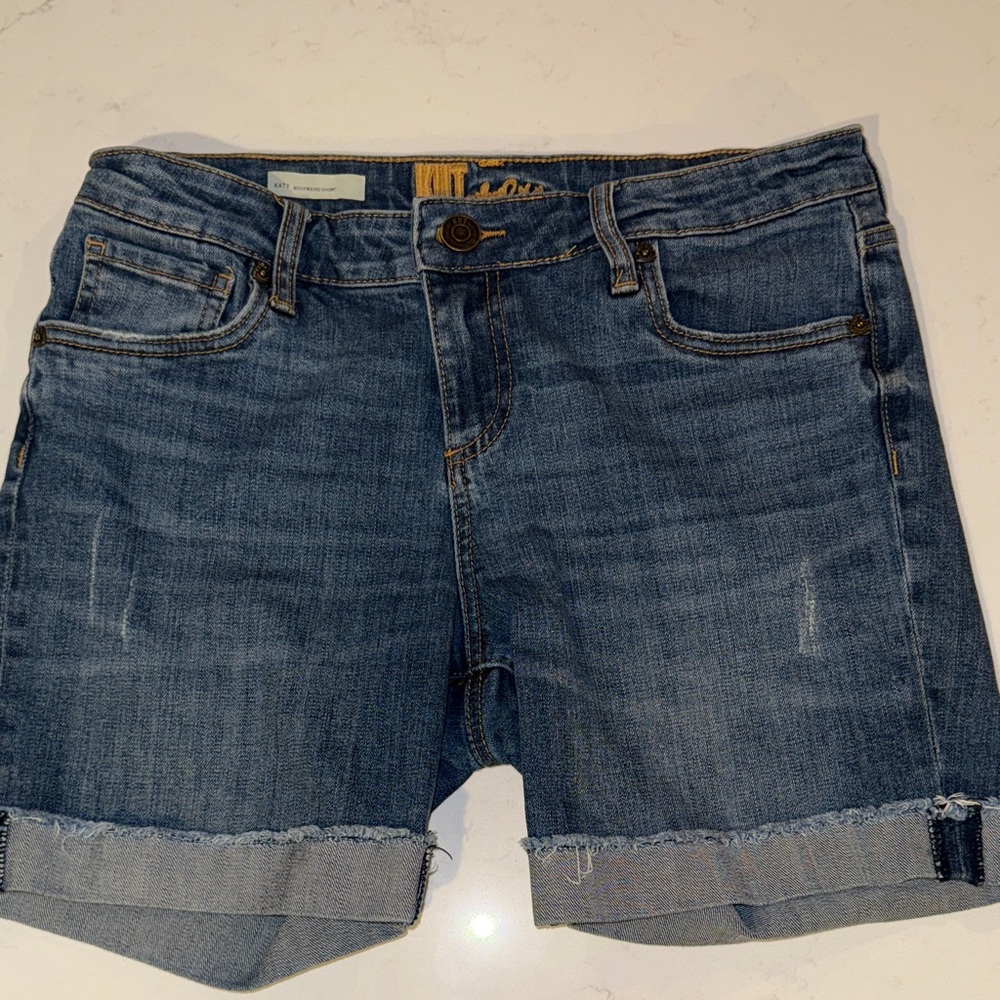 Kut from the Kloth Laty Boyfriend Distressed Blue Jean Shorts